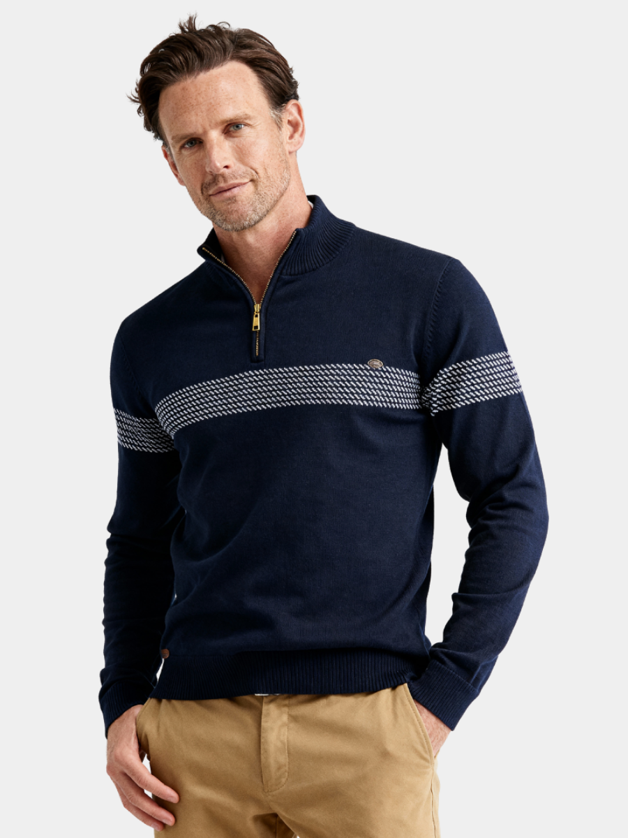 LAURENT MONACO | PULL ZIPPÉ RAYÉ POUR HOMME