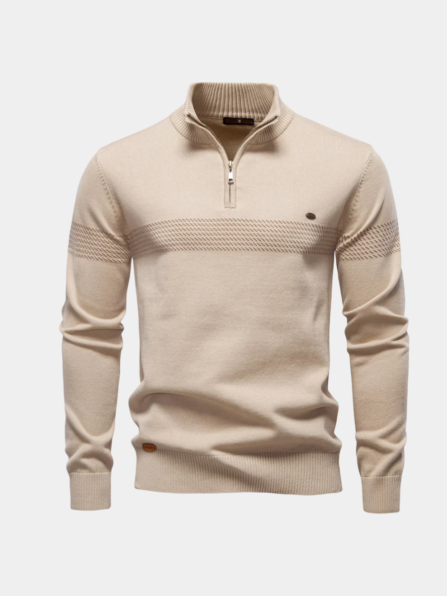 LAURENT MONACO | PULL CLASSIQUE EN MAILLE DEMI-ZIP POUR HOMME