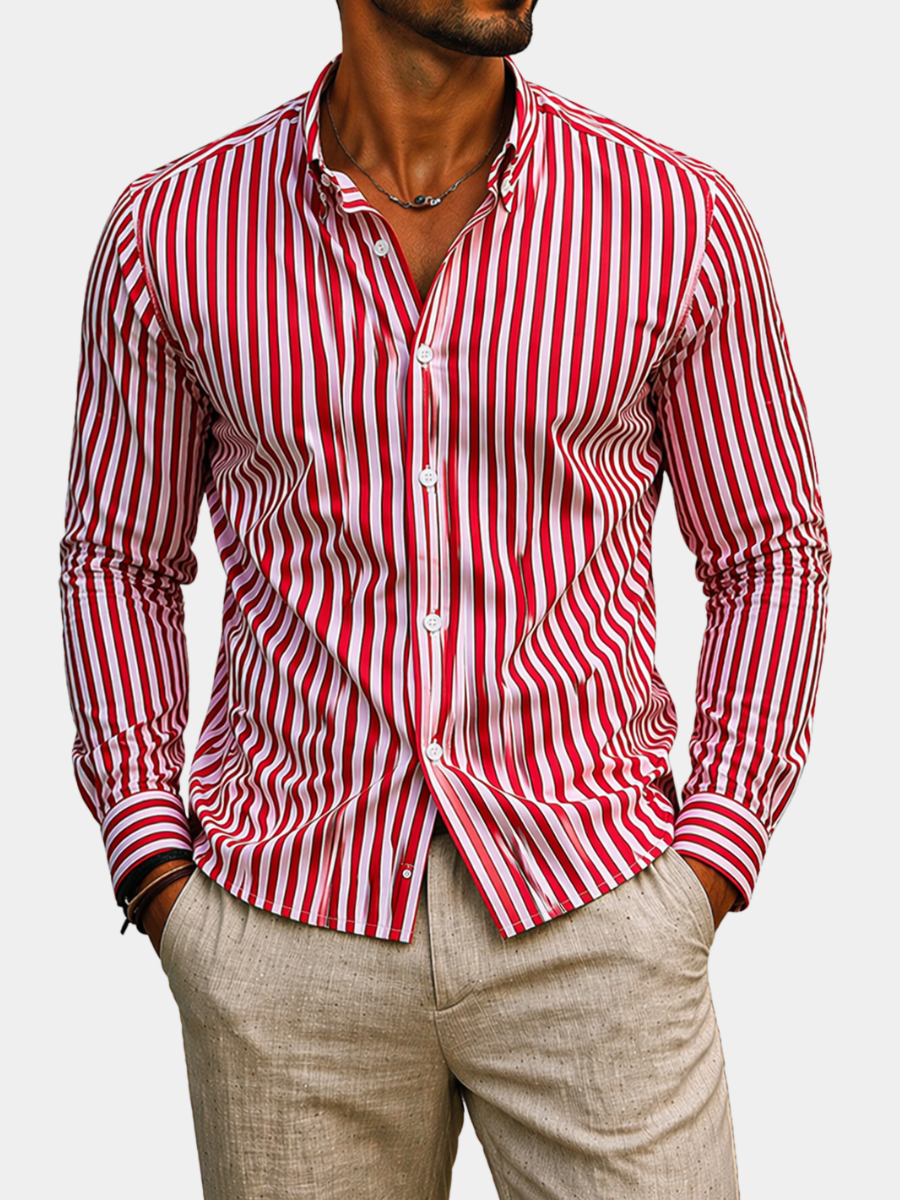 LAURENT MONACO | CHEMISE CLASSIQUE À RAYURES POUR HOMMES