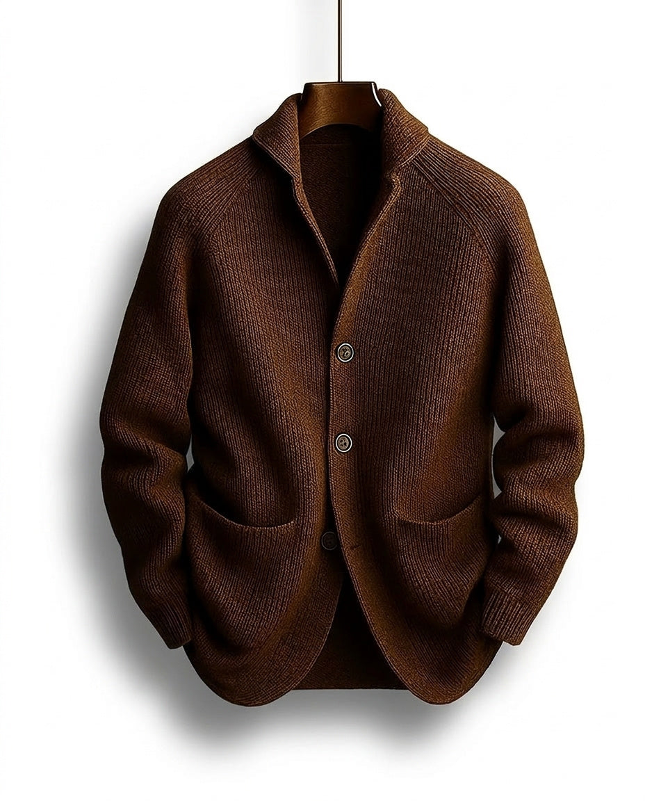 LAURENT MONACO | CARDIGAN À COL CHALUE EN TRICOT COURRANT POUR HOMMES