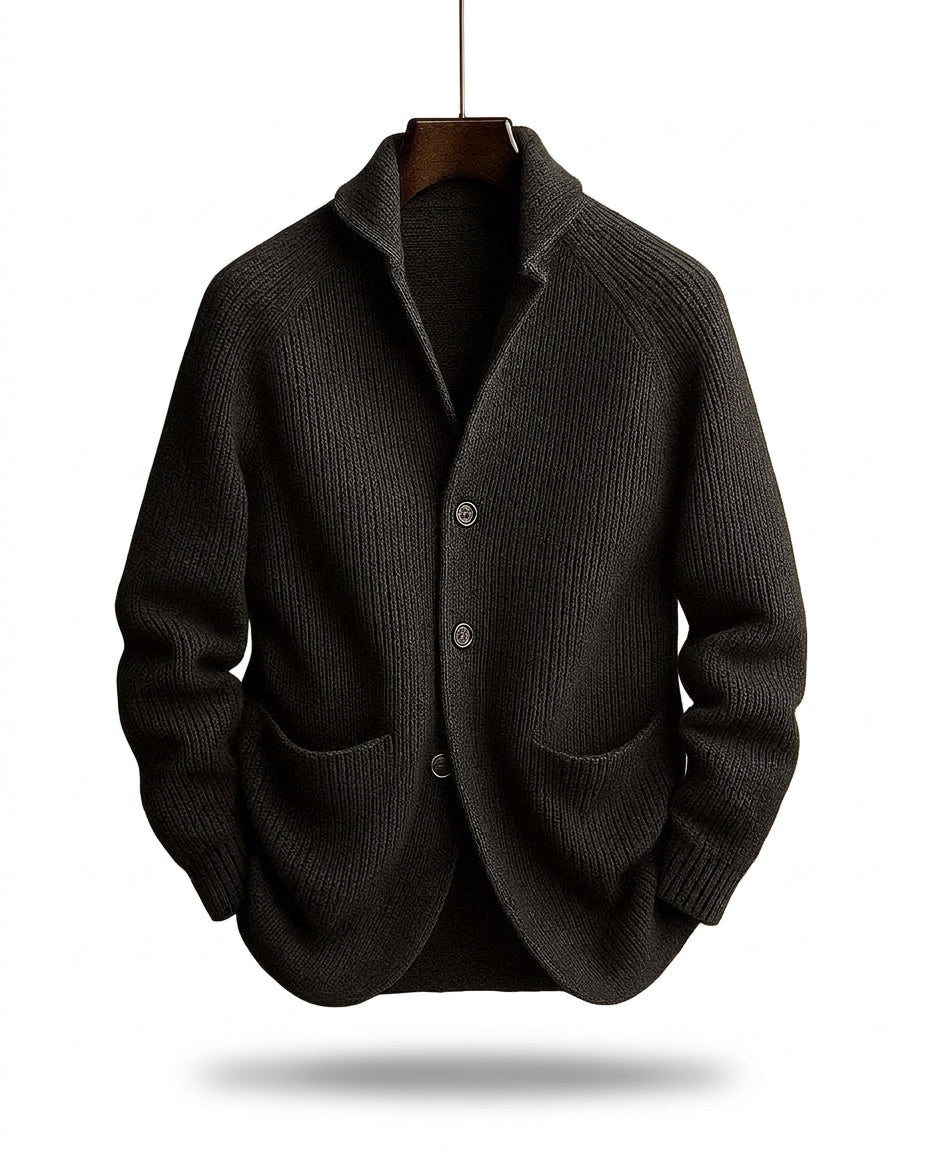 LAURENT MONACO | CARDIGAN À COL CHALUE EN TRICOT COURRANT POUR HOMMES