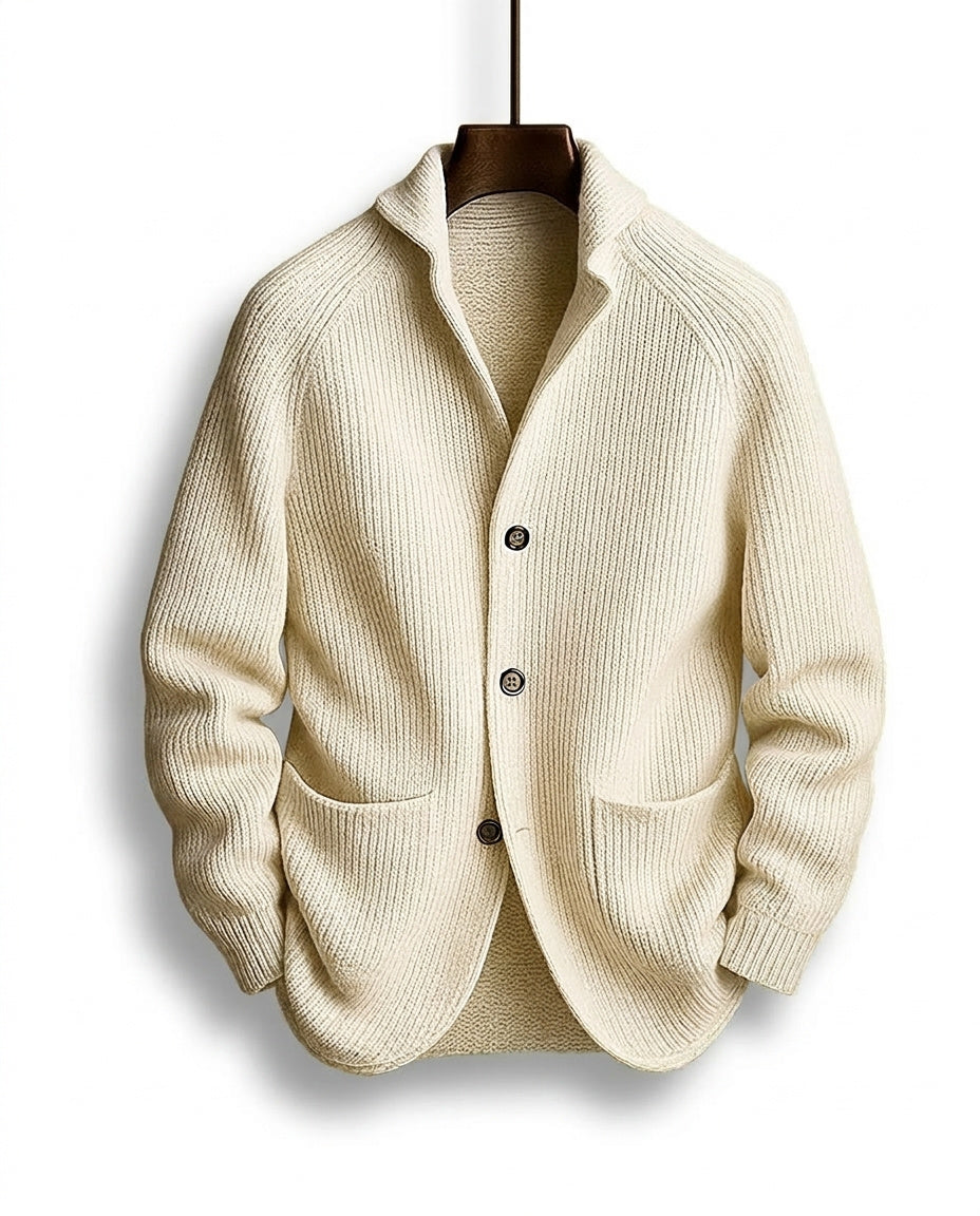 LAURENT MONACO | CARDIGAN À COL CHALUE EN TRICOT COURRANT POUR HOMMES