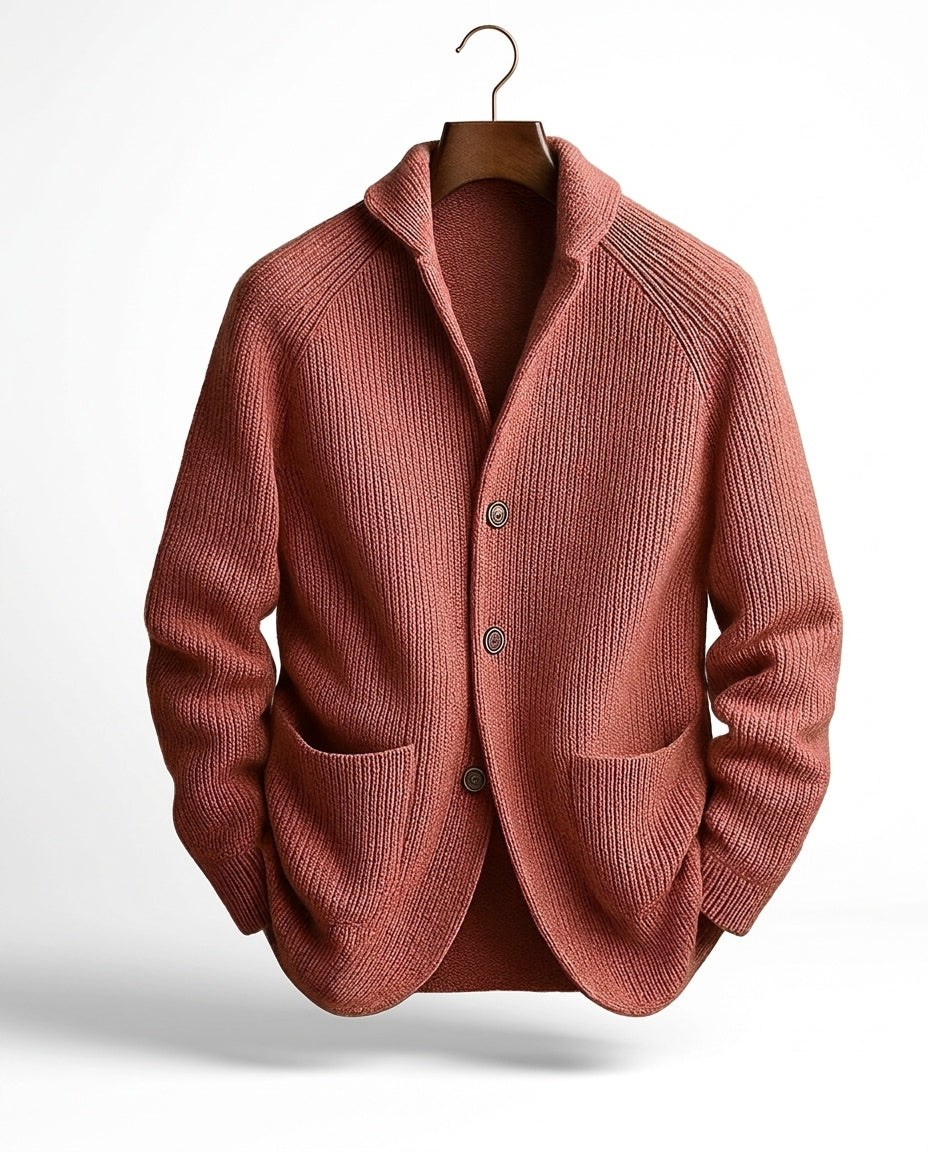 LAURENT MONACO | CARDIGAN À COL CHALUE EN TRICOT COURRANT POUR HOMMES