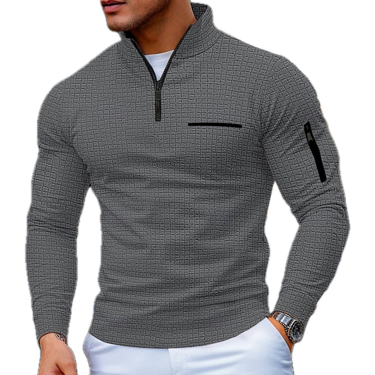 LAURENT MONACO | SWEAT-SHIRT À COL QUART DE FERMETURE ÉCLAIR ET BLOCS DE COULEURS POUR HOMMES