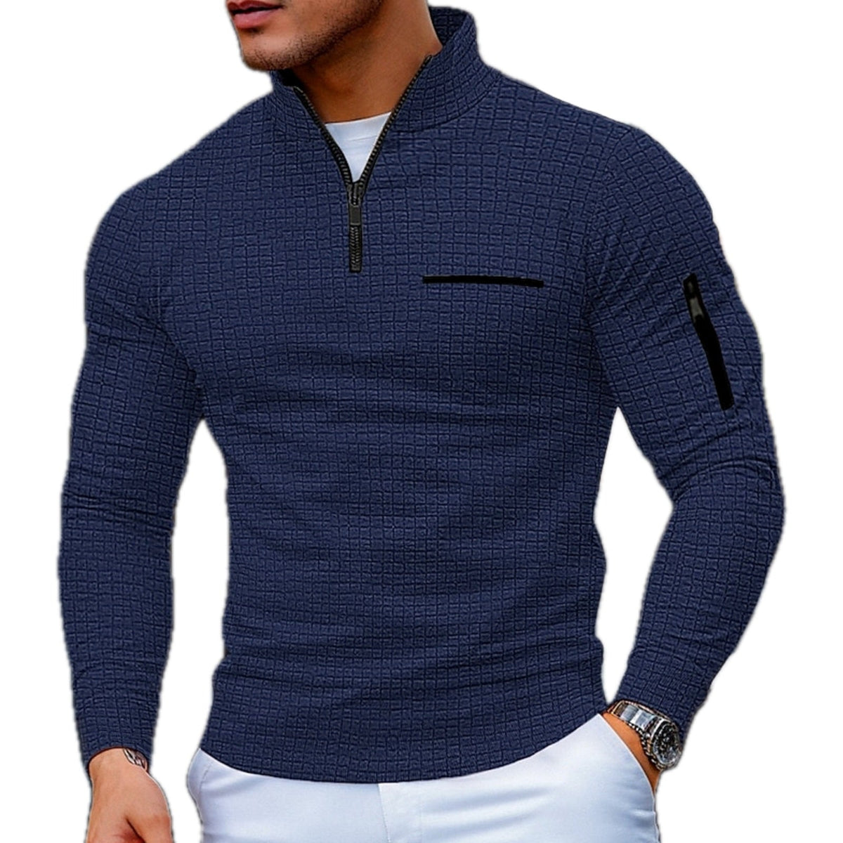 LAURENT MONACO | SWEAT-SHIRT À COL QUART DE FERMETURE ÉCLAIR ET BLOCS DE COULEURS POUR HOMMES