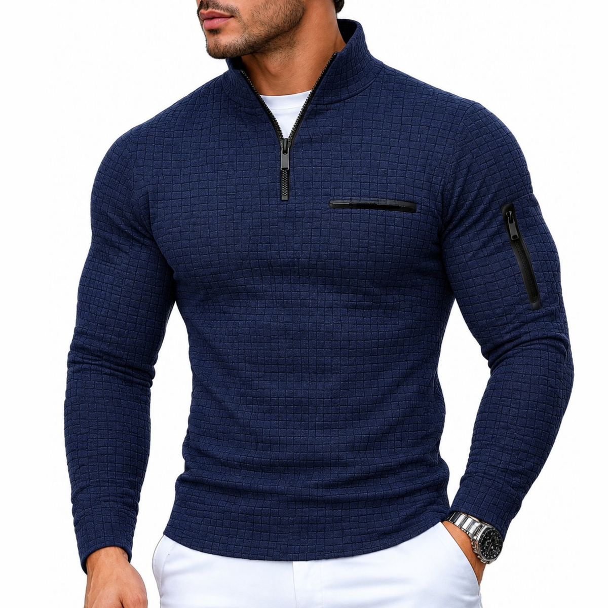 LAURENT MONACO | SWEAT-SHIRT À QUART DE FERMETURE ÉCLAIR POUR HOMMES
