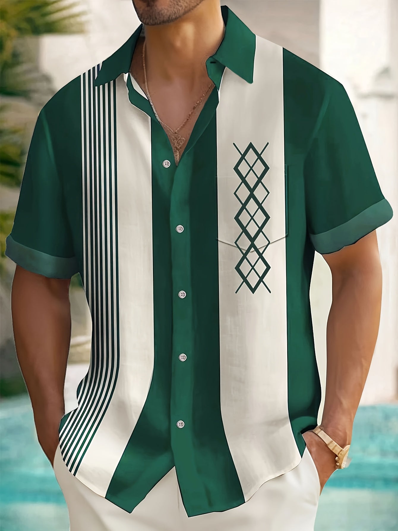 LAURENT MONACO | CHEMISE VINTAGE À MOTIFS GÉOMÉTRIQUES POUR HOMMES