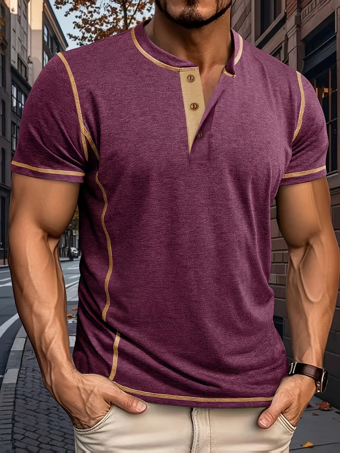 LAURENT MONACO | CHEMISE EN MAILLE À BORDURES CONTRASTÉES POUR HOMMES