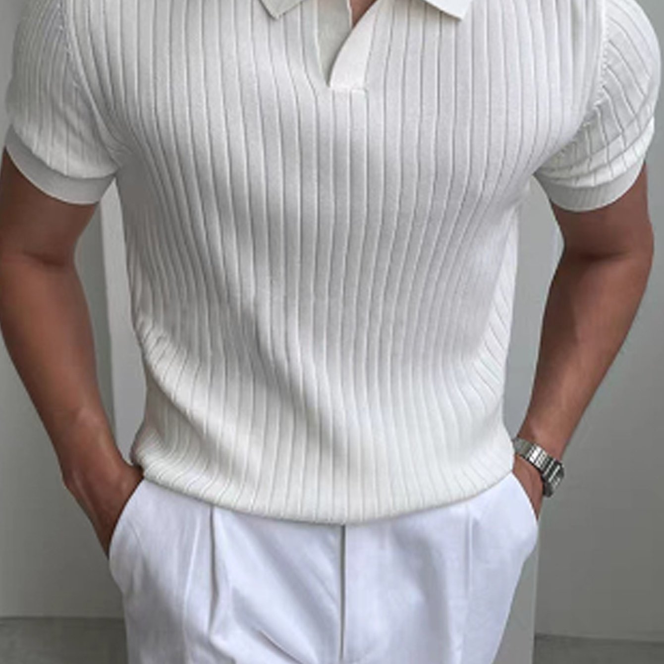 LAURENT MONACO | CHEMISE D'ÉTÉ EN MAILLE TEXTURÉE POUR HOMMES