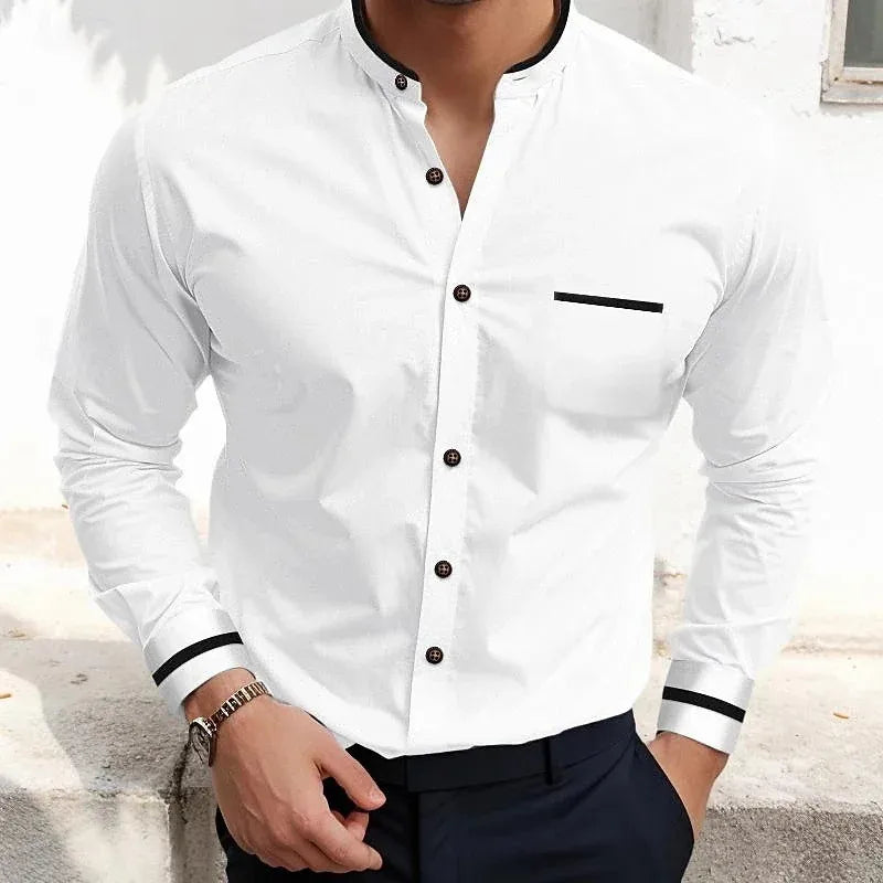 LAURENT MONACO | CHEMISE GRAND-PÈRE À CONTRASTES POUR HOMMES