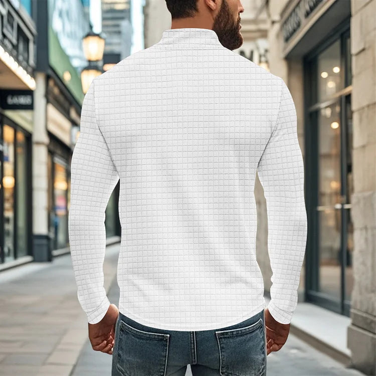 LAURENT MONACO | SWEAT-SHIRT RÉTRO À CARREAUX AVEC DEMI-FERMETURE ÉCLAIR POUR HOMMES