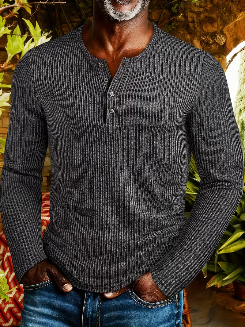 LAURENT MONACO | CHEMISE EN MAILLE À COL BOUTONNÉ POUR HOMMES