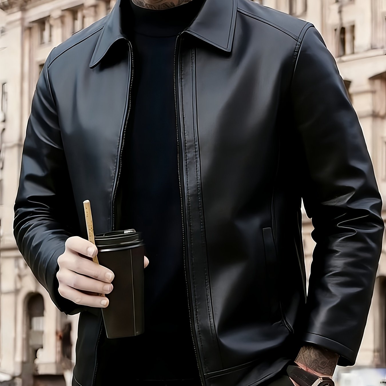 LAURENT MONACO | VESTE EN CUIR CLASSIQUE POUR HOMMES