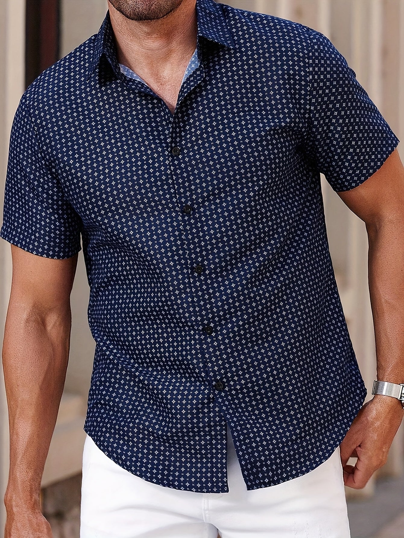 LAURENT MONACO | CHEMISE À MOTIF GÉOMÉTRIQUE POUR HOMMES