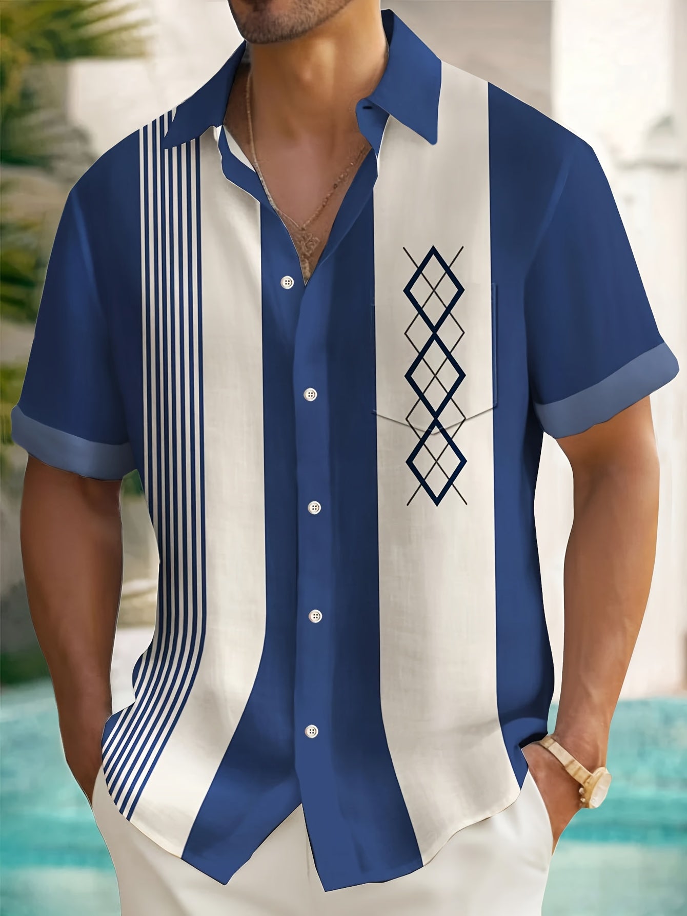 LAURENT MONACO | CHEMISE VINTAGE À MOTIFS GÉOMÉTRIQUES POUR HOMMES