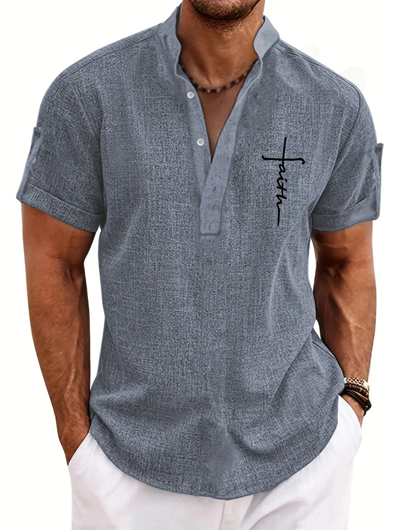 LAURENT MONACO | CHEMISE À COL MONTANT POUR HOMMES
