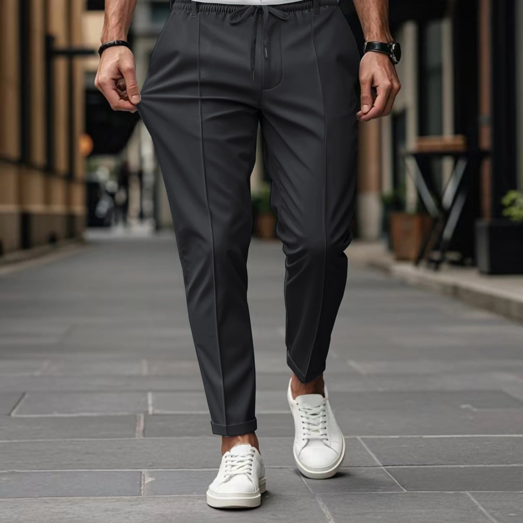 LAURENT MONACO | PANTALONS CHINO SLIM FIT AVEC CORDON DE SERRAGE POUR HOMMES