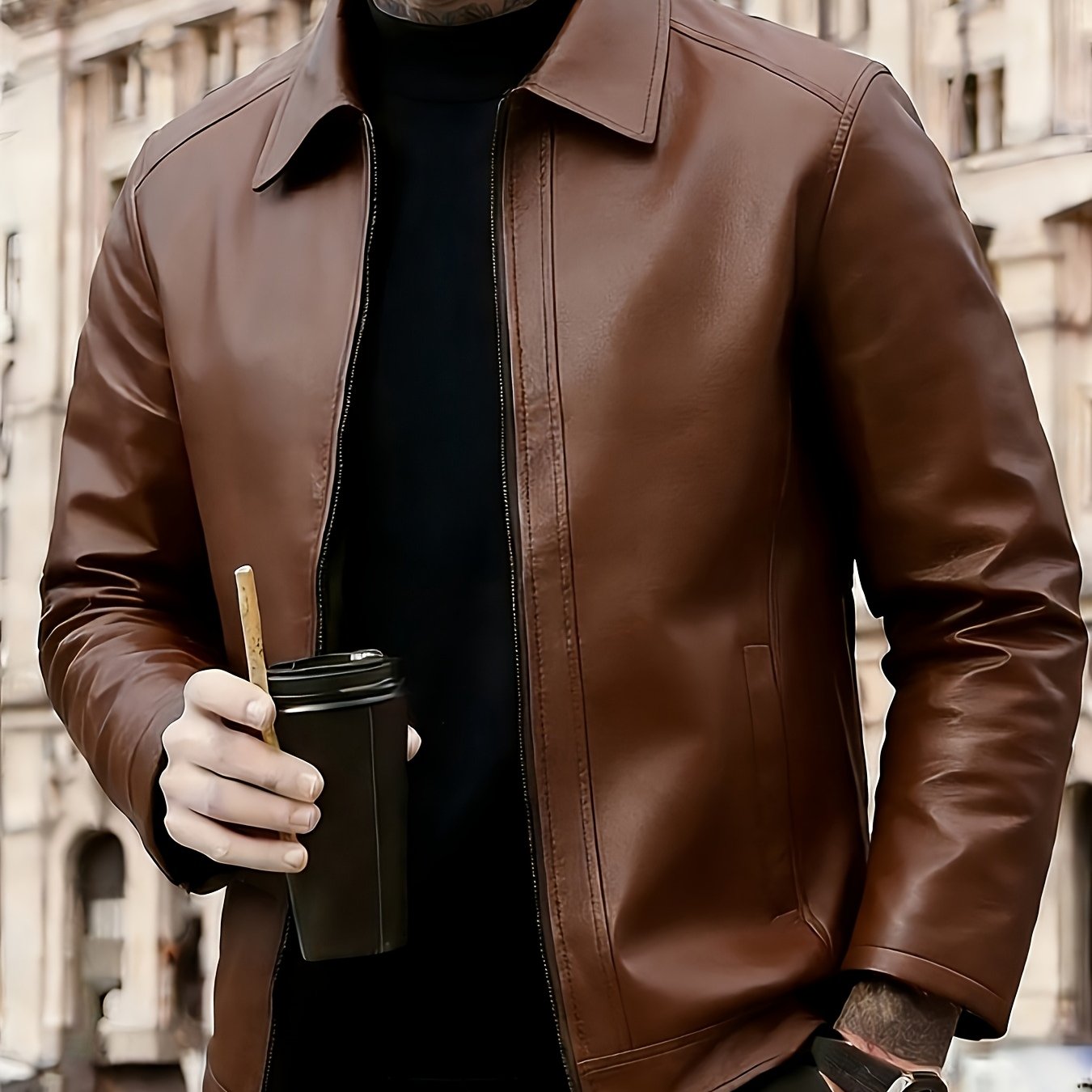 LAURENT MONACO | VESTE EN CUIR CLASSIQUE POUR HOMMES