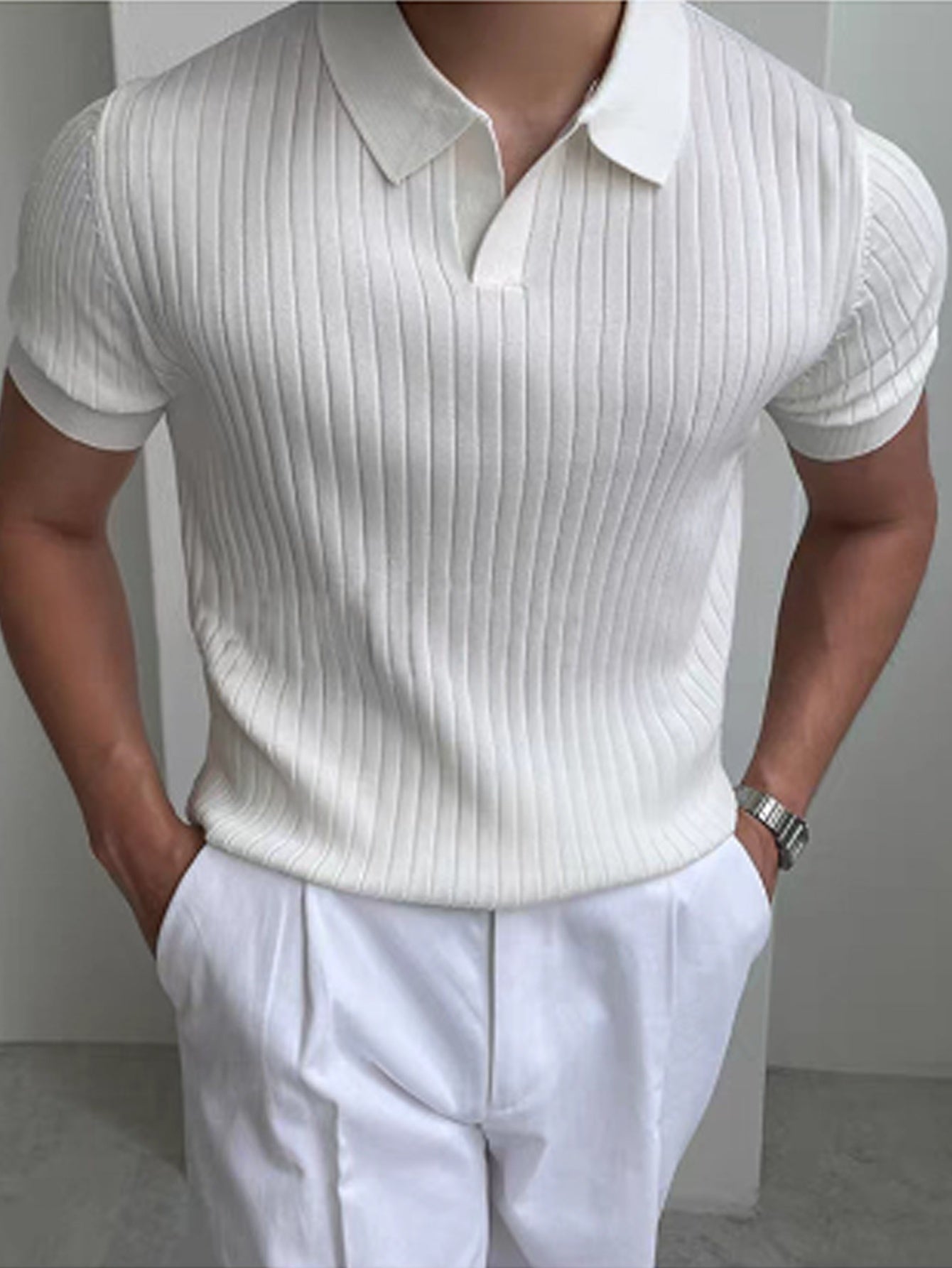 LAURENT MONACO | CHEMISE D'ÉTÉ EN MAILLE TEXTURÉE POUR HOMMES