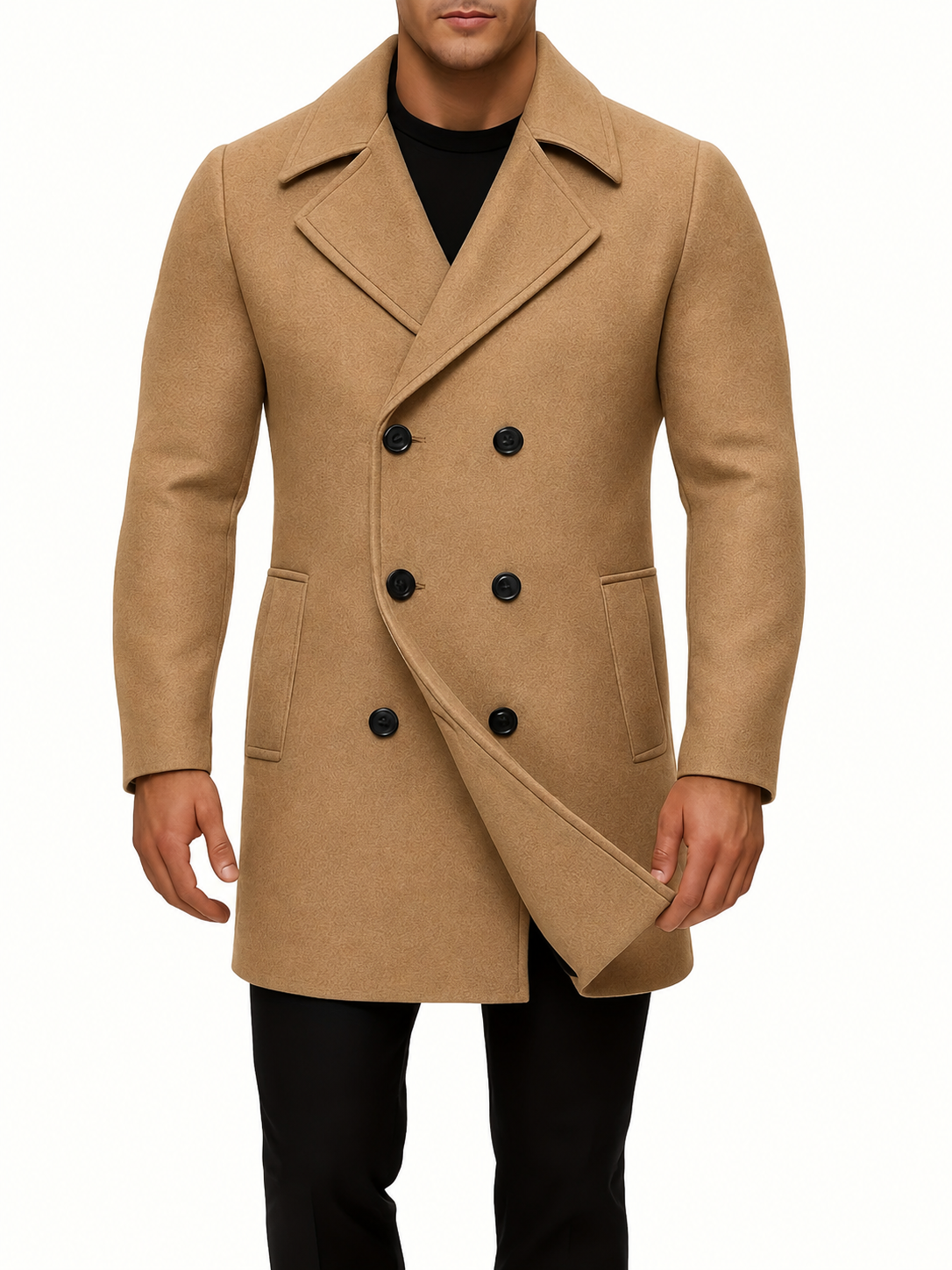 LAURENT MONACO | MANTEAU MIDI À REVERS POUR HOMMES