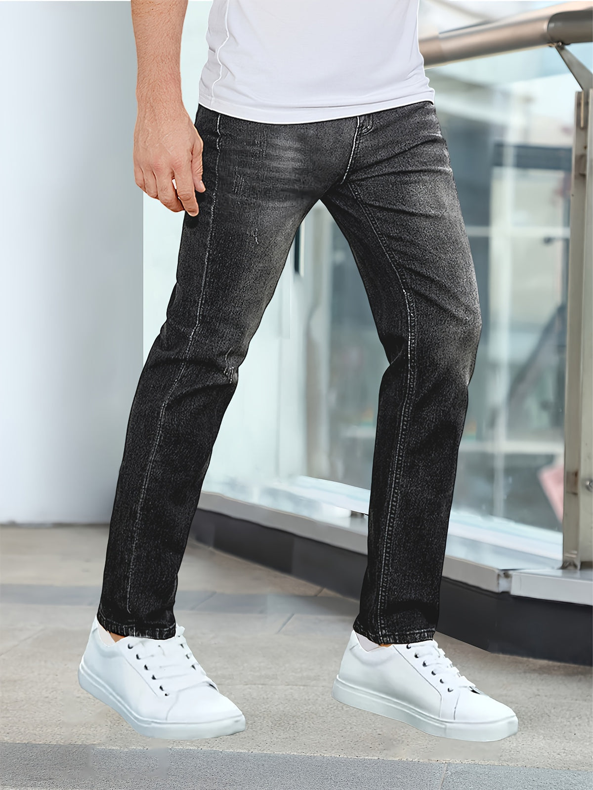 LAURENT MONACO | JEANS EN DENIM DÉLAVÉ POUR HOMMES