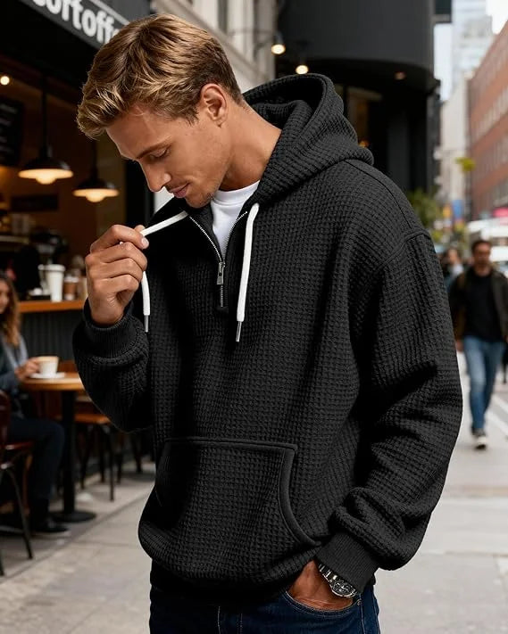LAURENT MONACO | SWEAT À CAPUCHE EN MAILLE GAUFFRÉE POUR HOMMES