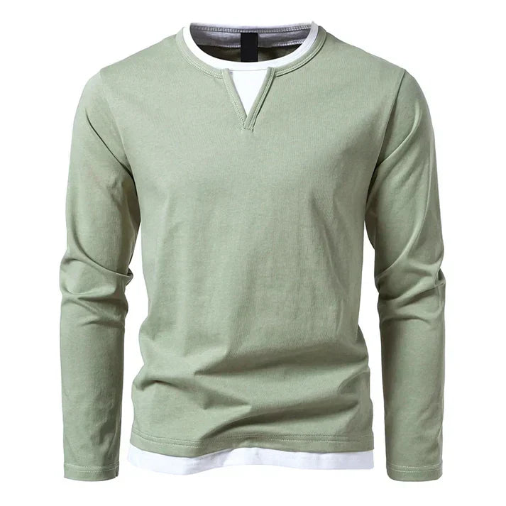 LAURENT MONACO | T-SHIRT À MANCHES LONGUES EN COTON PEIGNÉ PREMIUM