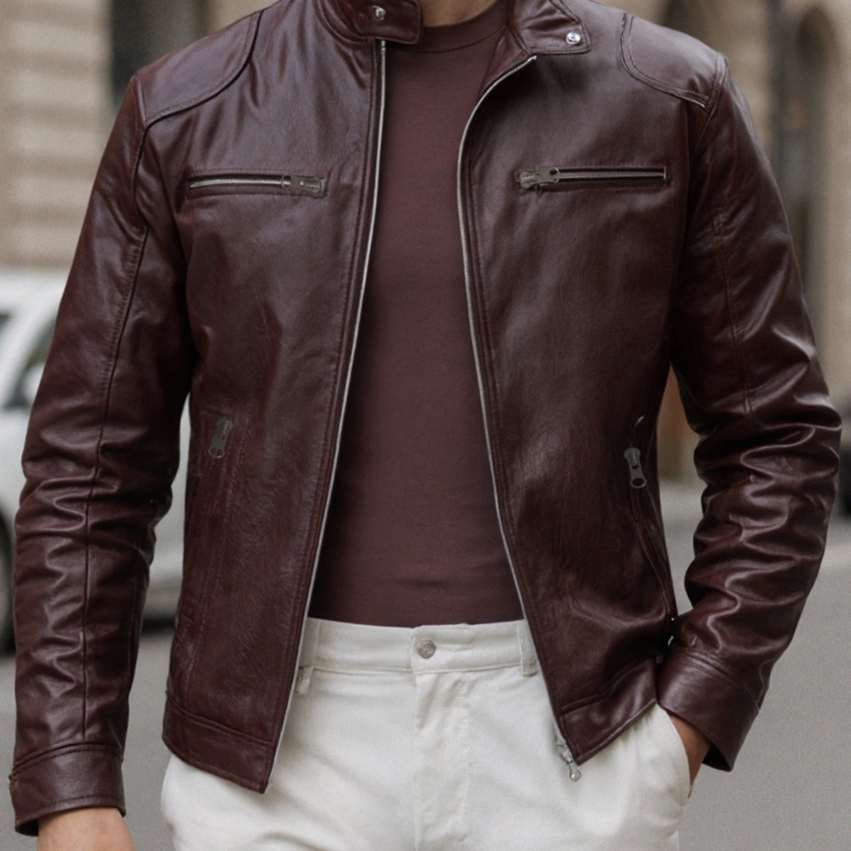 LAURENT MONACO | VESTE À COL DRAIT ET FERMETURE ÉCLAIR POUR HOMMES