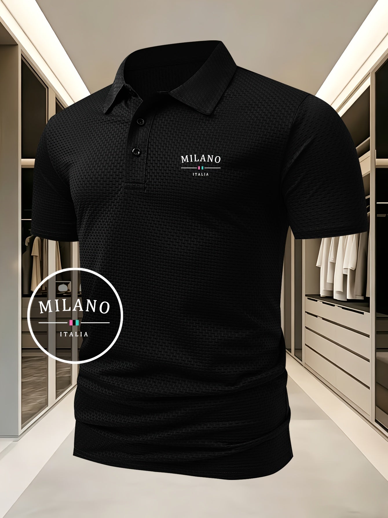 LAURENT MONACO | POLO EN MAILLE GÉOMÉTRIQUE POUR HOMMES