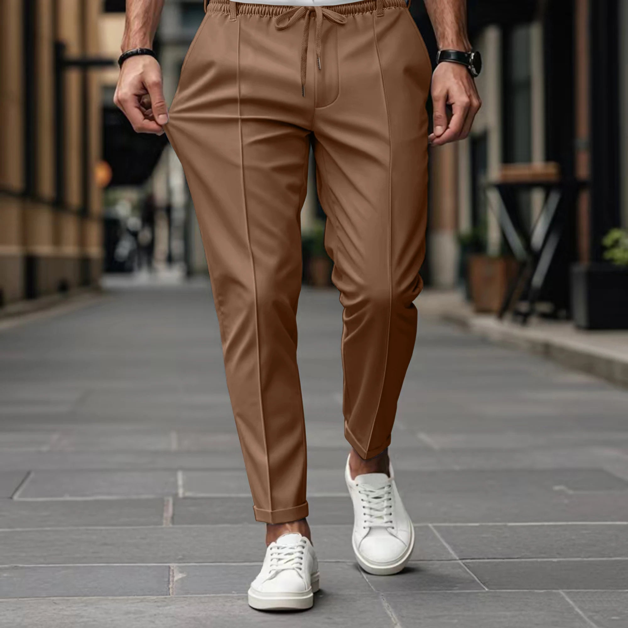 LAURENT MONACO | PANTALONS CHINO SLIM FIT AVEC CORDON DE SERRAGE POUR HOMMES