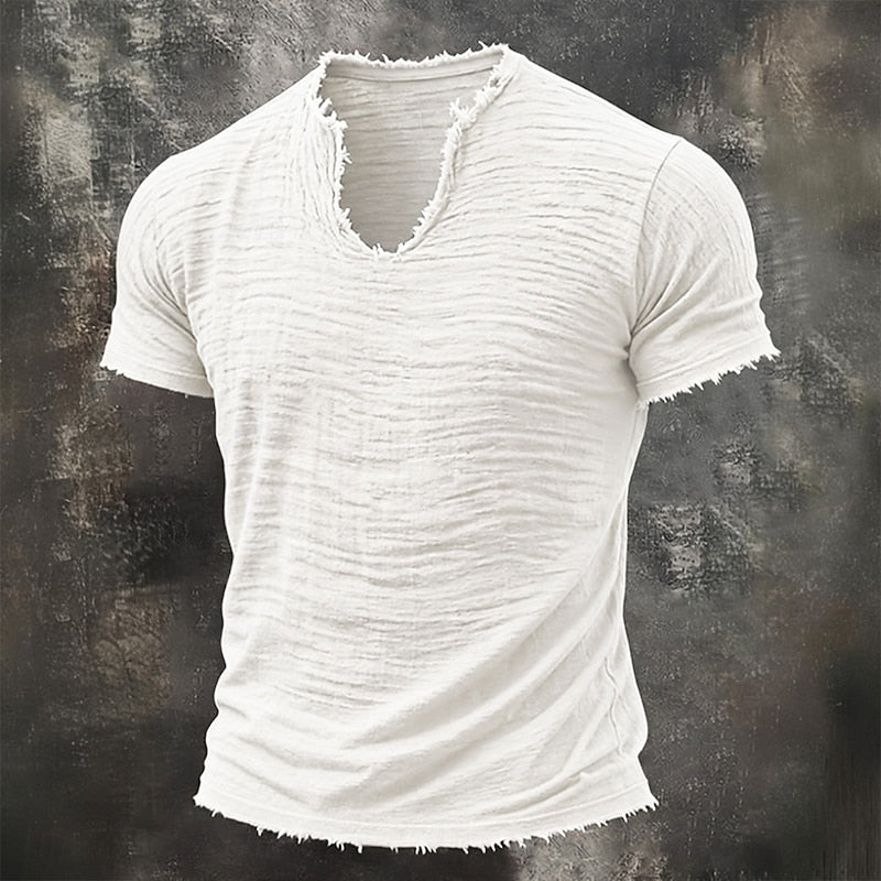 LAURENT MONACO | T-SHIRT VINTAGE À COL EN V POUR HOMMES