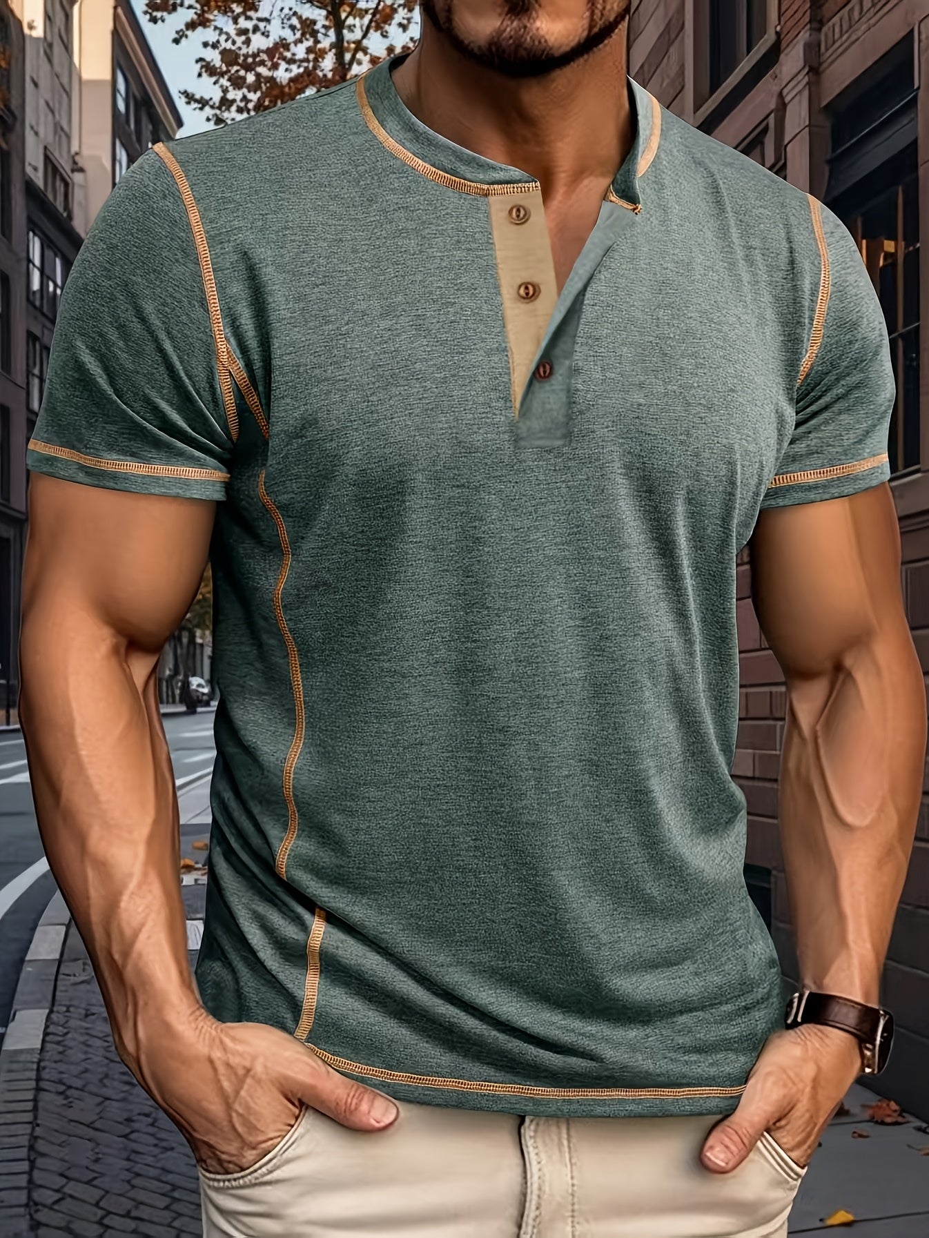 LAURENT MONACO | CHEMISE EN MAILLE À BORDURES CONTRASTÉES POUR HOMMES