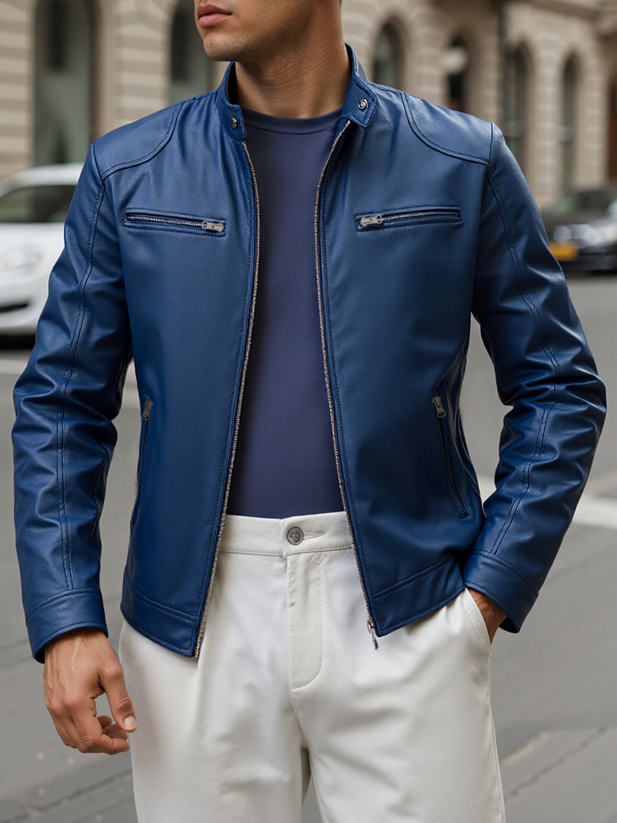 LAURENT MONACO | VESTE À COL DRAIT ET FERMETURE ÉCLAIR POUR HOMMES