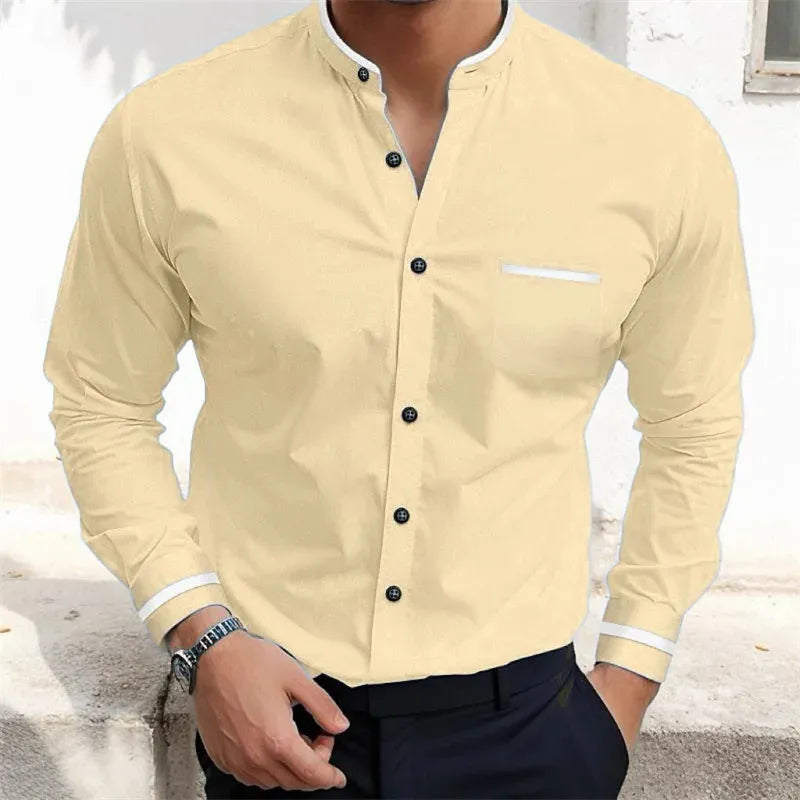 LAURENT MONACO | CHEMISE GRAND-PÈRE À CONTRASTES POUR HOMMES