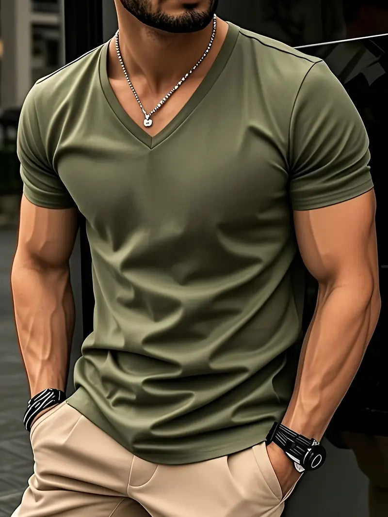 LAURENT MONACO | T-SHIRT À COL EN V POUR HOMMES