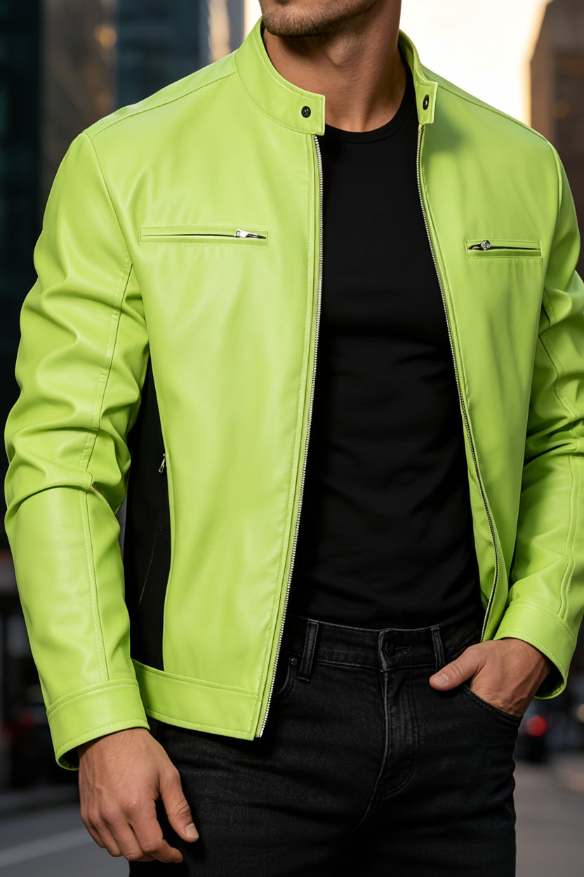 LAURENT MONACO | VESTE EN PU À FERMETURE ÉCLAIR POUR HOMMES