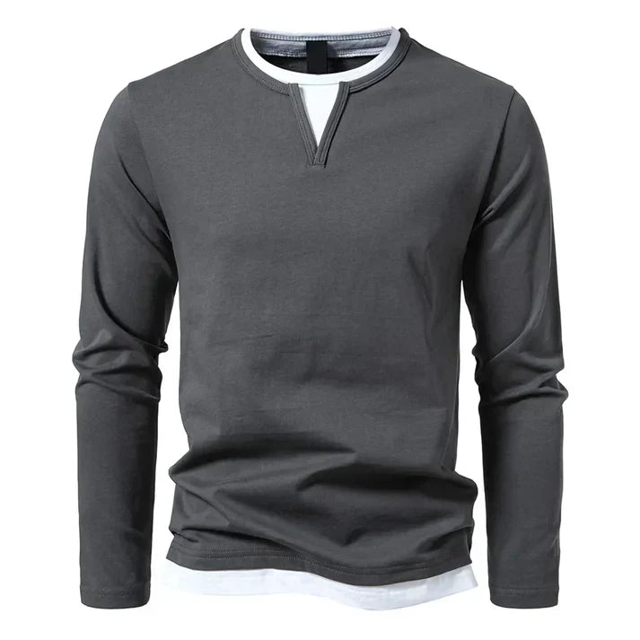LAURENT MONACO | T-SHIRT À MANCHES LONGUES EN COTON PEIGNÉ PREMIUM