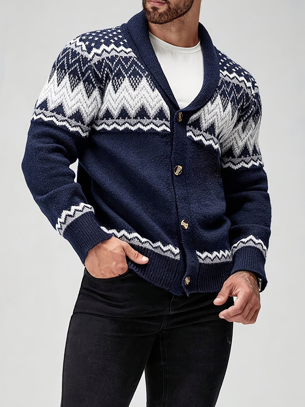 LAURENT MONACO | VESTE EN MAILLE GÉOMÉTRIQUE POUR HOMMES