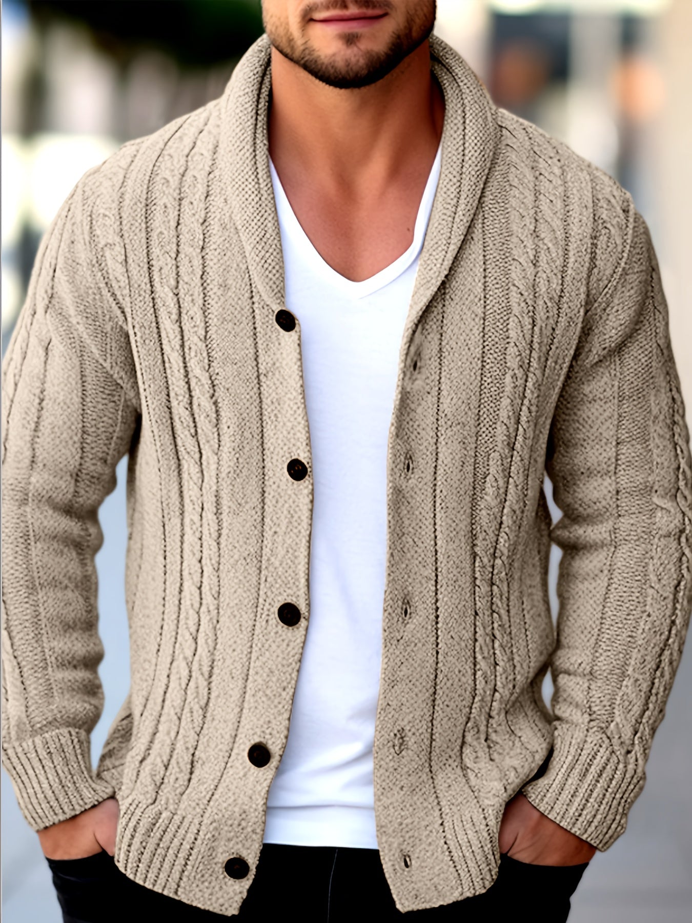 LAURENT MONACO | CARDIGAN EN MAILLE TEXTURÉE POUR HOMMES