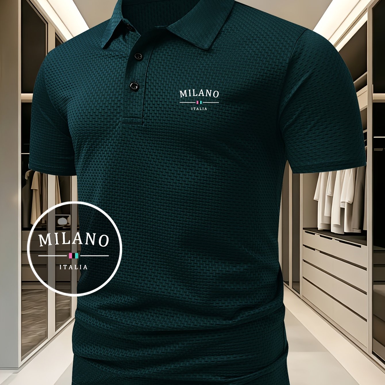LAURENT MONACO | POLO EN MAILLE GÉOMÉTRIQUE POUR HOMMES
