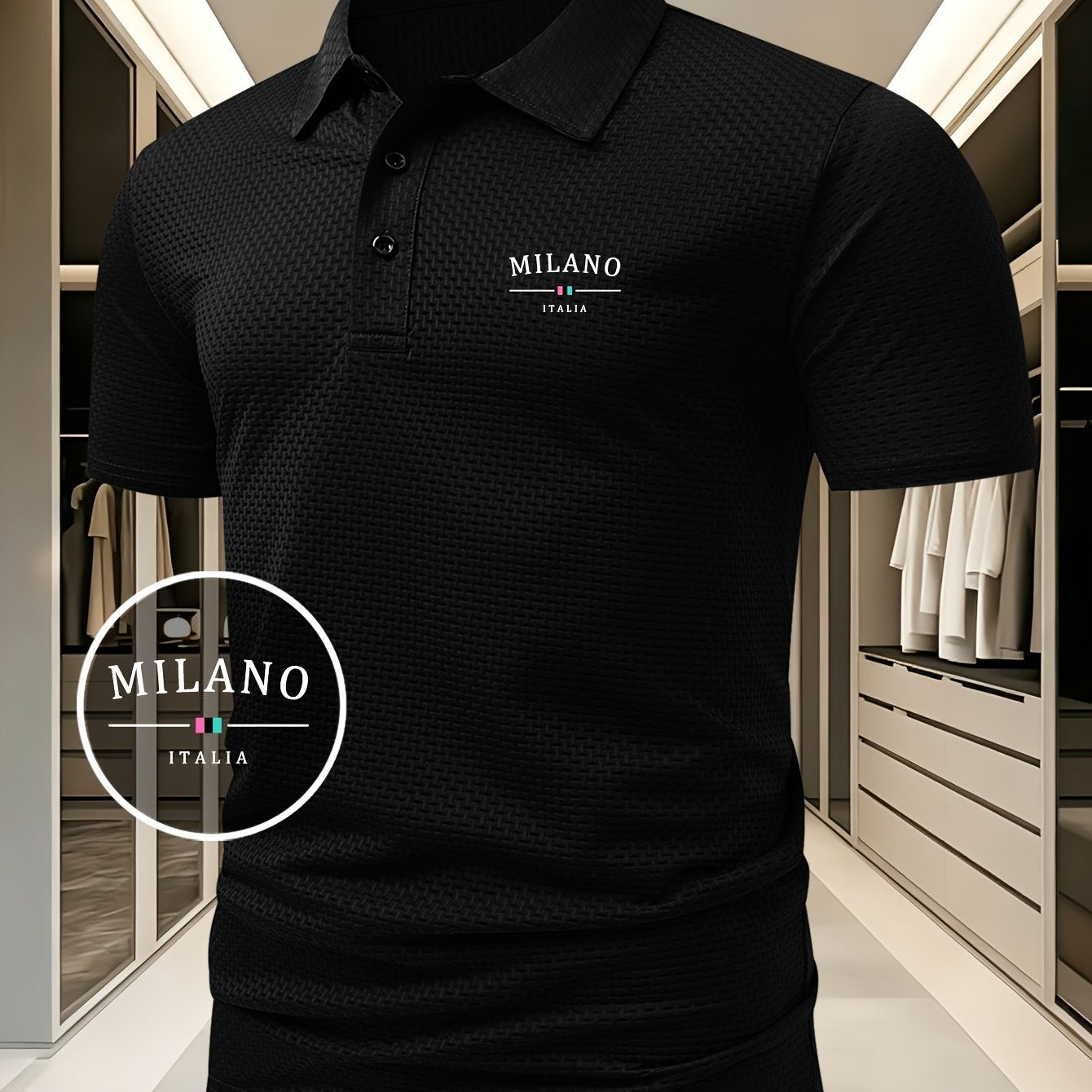 LAURENT MONACO | POLO EN MAILLE GÉOMÉTRIQUE POUR HOMMES