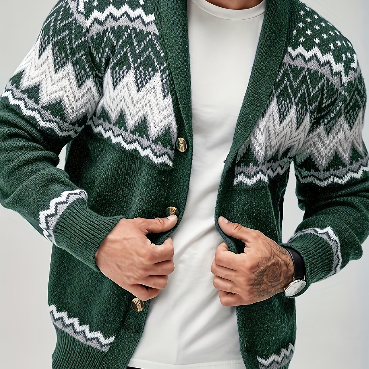 LAURENT MONACO | VESTE EN MAILLE GÉOMÉTRIQUE POUR HOMMES