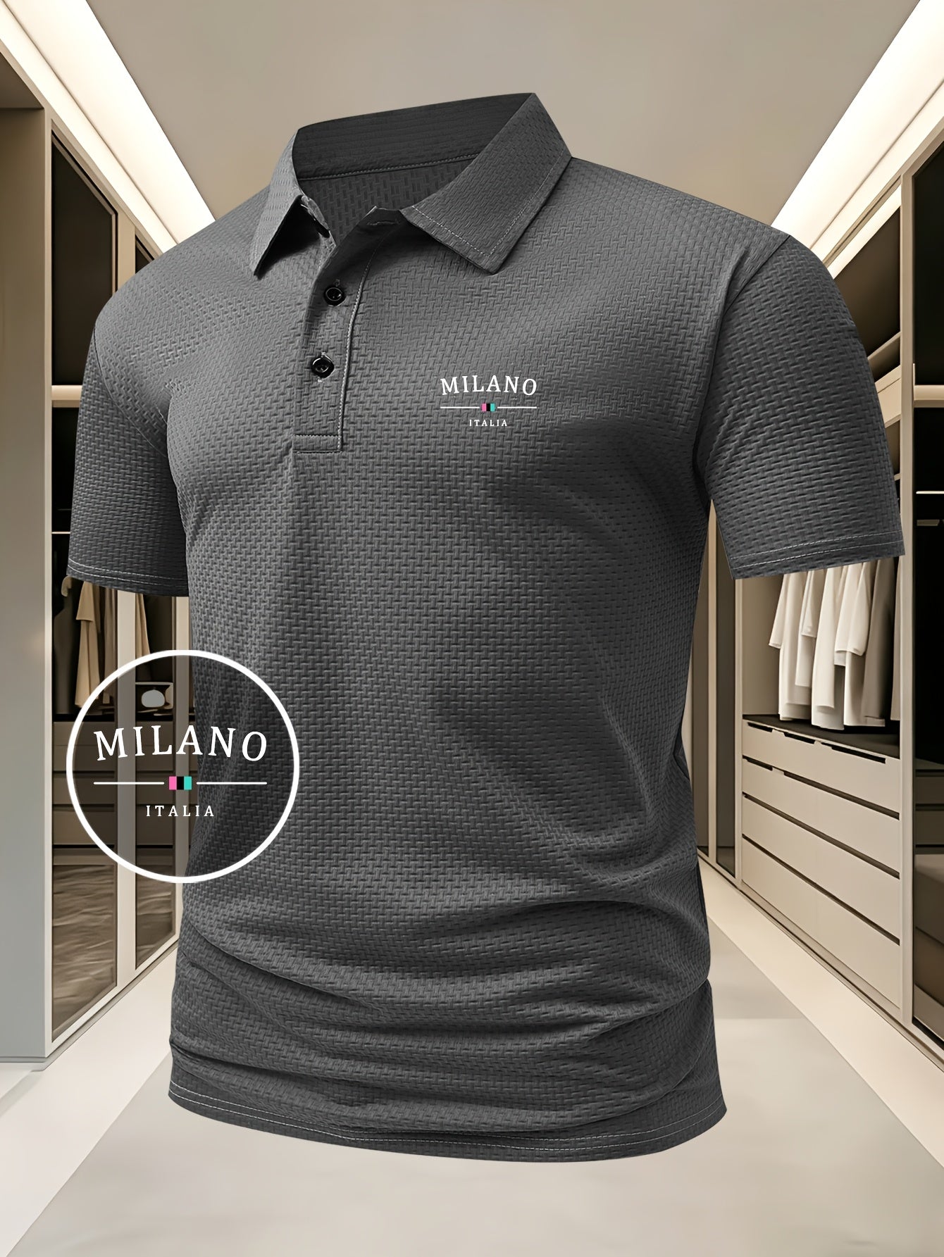 LAURENT MONACO | POLO EN MAILLE GÉOMÉTRIQUE POUR HOMMES