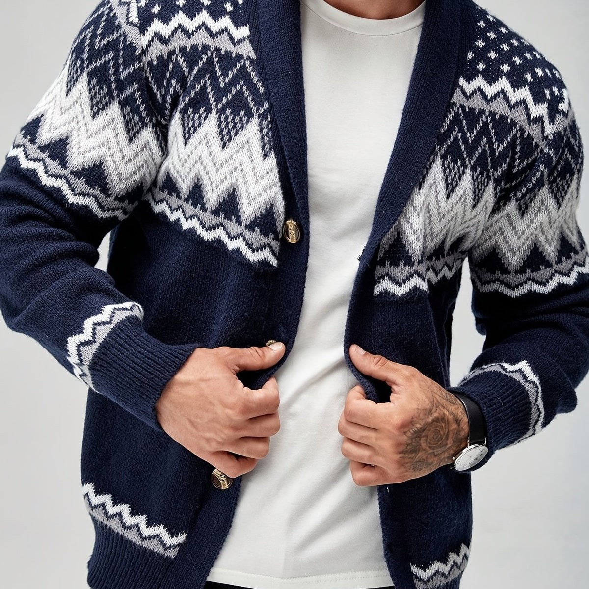 LAURENT MONACO | VESTE EN MAILLE GÉOMÉTRIQUE POUR HOMMES