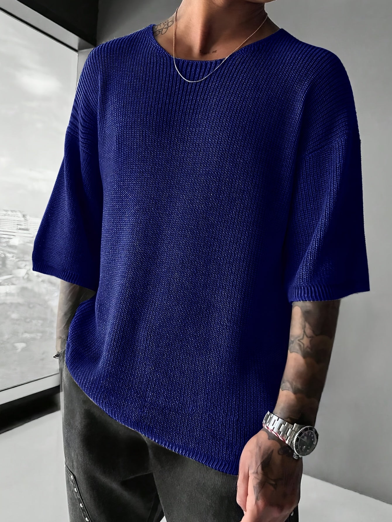 LAURENT MONACO | PULL EN MAILLE SANS COL POUR HOMMES