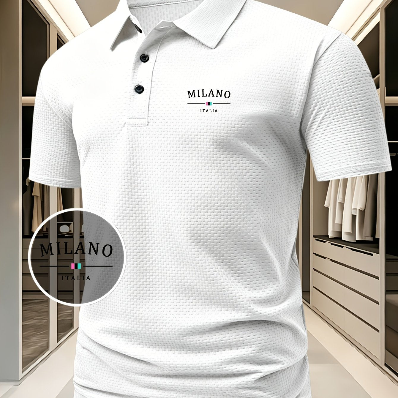 LAURENT MONACO | POLO EN MAILLE GÉOMÉTRIQUE POUR HOMMES
