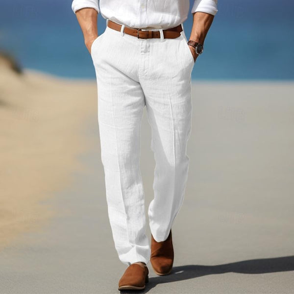 PANTALON HOMME LUXE EN LIN PREMIUM (AVEC PASSANTS POUR CEINTURE) — alt view