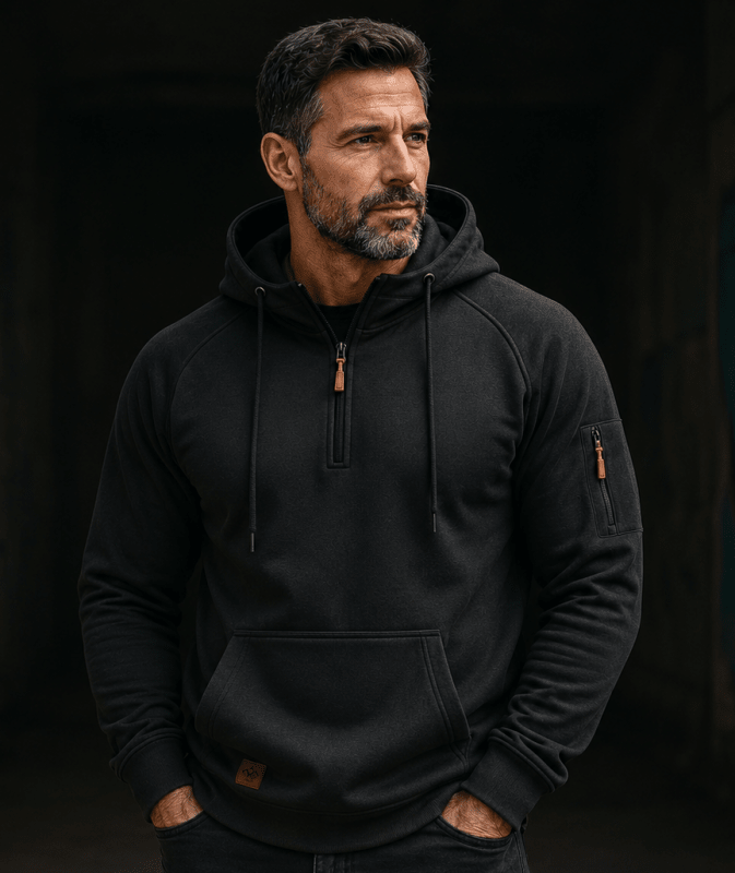 LAURENT MONACO | SWEAT À CAPUCHE AVEC DEMI-FERMETURE ÉCLAIR POUR HOMMES