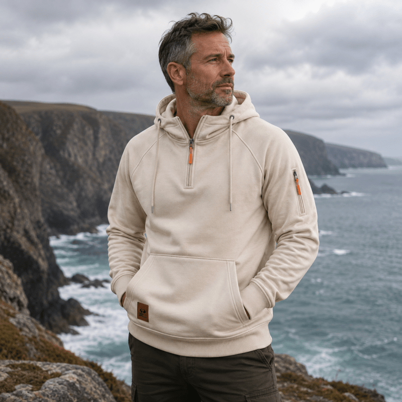 LAURENT MONACO | SWEAT À CAPUCHE AVEC DEMI-FERMETURE ÉCLAIR POUR HOMMES