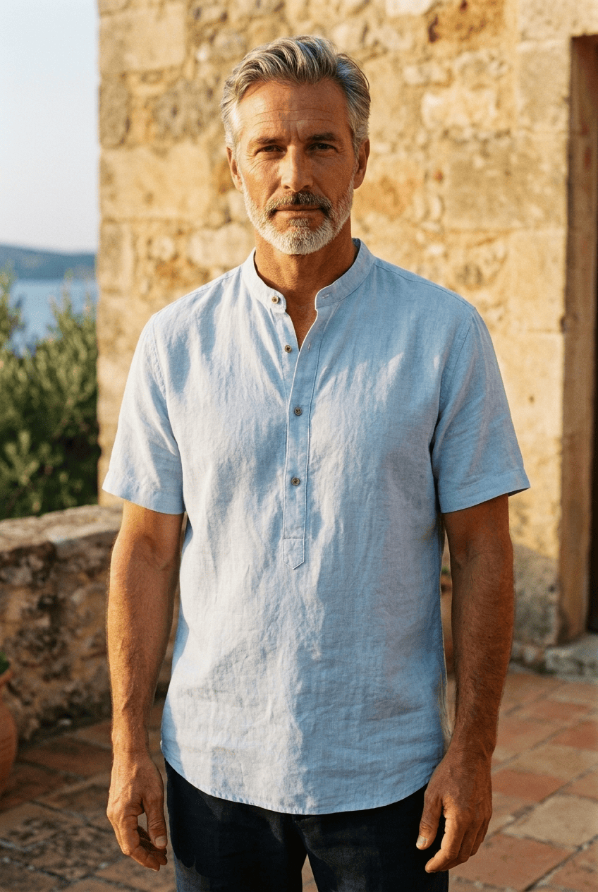 LAURENT MONACO | CHEMISE À COL MAO POUR HOMMES